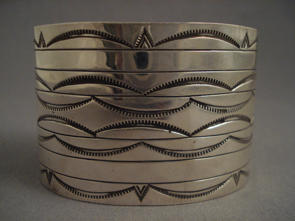 Very Wide Vintage Navajo Hand Wrought Silver Bracelet