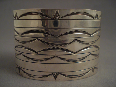 Very Wide Vintage Navajo Hand Wrought Silver Bracelet