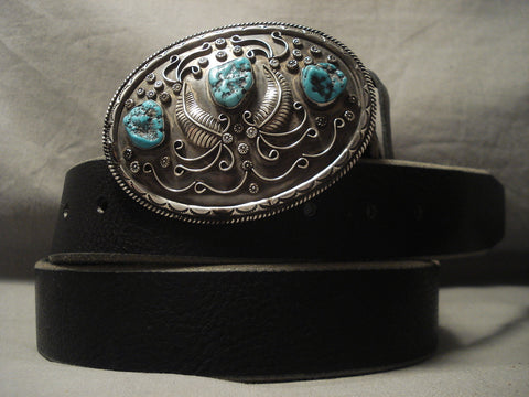 233 Gram Vintage Navajo Turquoise Silver Concho Belt Old