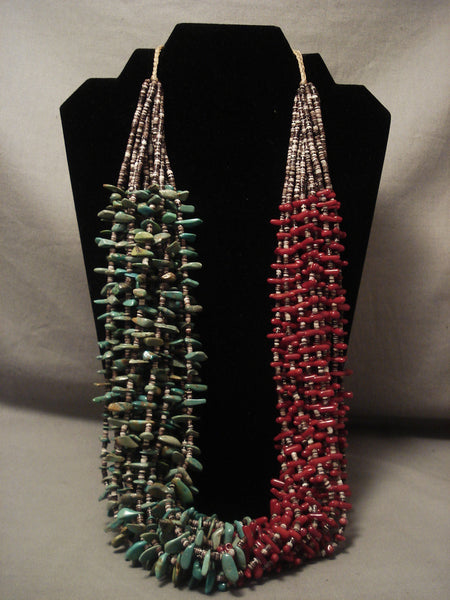 Museum Modernistic Navajo half And Half Turquoise Coral Necklace