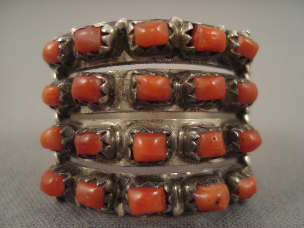 Huge Vintage Zuni 'Squared Coral Channel' Silver Ring