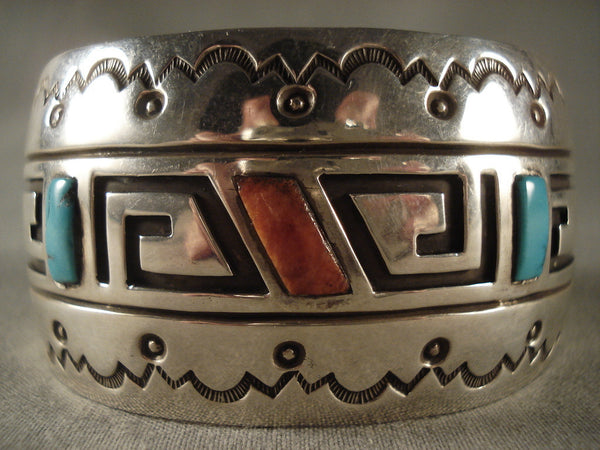 Museum Vintage Navajo Geometric Silver Bracelet Old
