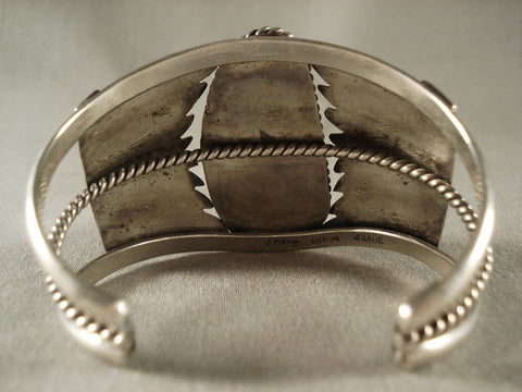 Huge Vintage Navajo Green Turquoise Silver Bracelet Old