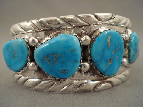 Amazing Vintage Zuni Simplicio Turquoise Silver Bracelet