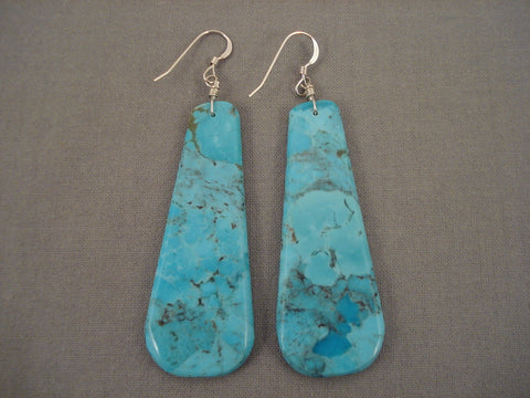 One Of The Largest Santo Domingo Turquoise Silver Earrings