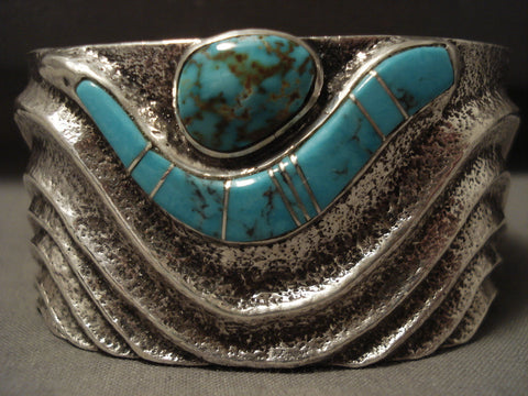 Uber Heavy 121 Gram Navajo Turquoise Silver Bracelet