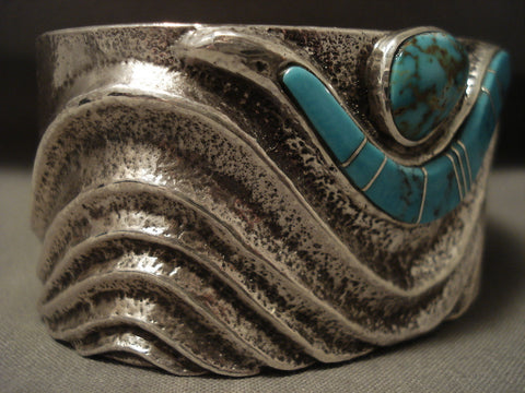 Uber Heavy 121 Gram Navajo Turquoise Silver Bracelet