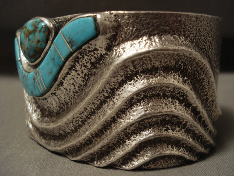 Uber Heavy 121 Gram Navajo Turquoise Silver Bracelet