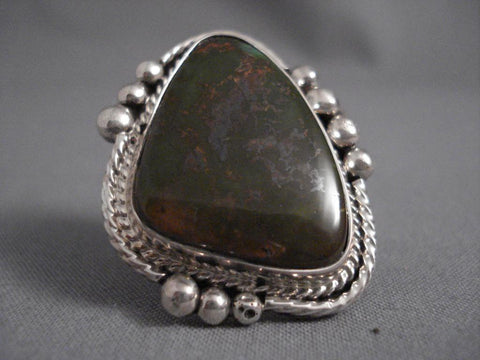 One Of The Largest Vintage Kee Joe (d.) Turquoise Silver Ring