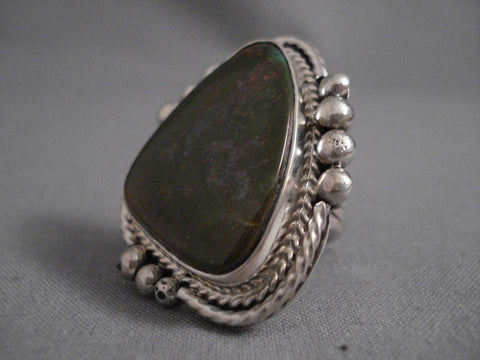 One Of The Largest Vintage Kee Joe (d.) Turquoise Silver Ring