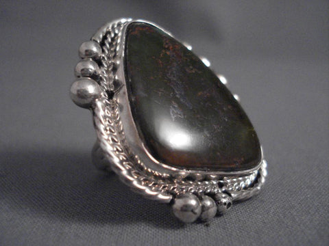 One Of The Largest Vintage Kee Joe (d.) Turquoise Silver Ring