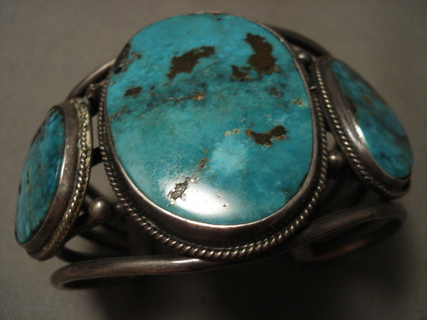 Museum Vintage Navajo Old Kingman Turquoise Vintage Silver Bracelet