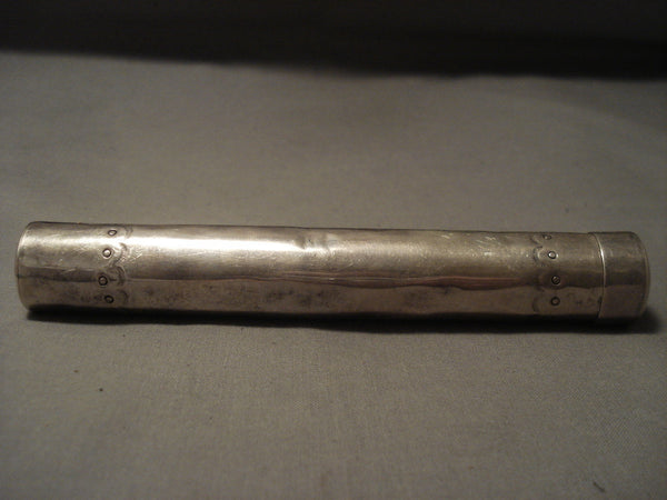 Important Vintage Navajo Personal Item Sterling Silver Cigar Case Kee Joe (d.)