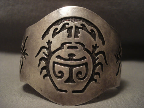 Curious Vintage Hopi/ Navajo sacred Pot & Plant Silver Bracelet