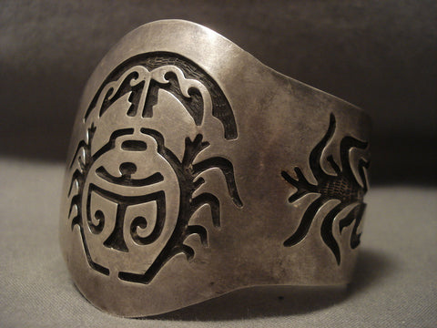 Curious Vintage Hopi/ Navajo sacred Pot & Plant Silver Bracelet