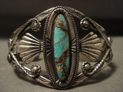 Museum Earlier 1900's Vintage Navajo Turquoise Silver Bracelet Old