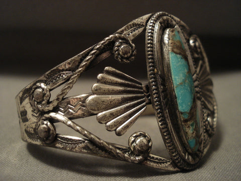 Museum Earlier 1900's Vintage Navajo Turquoise Silver Bracelet Old