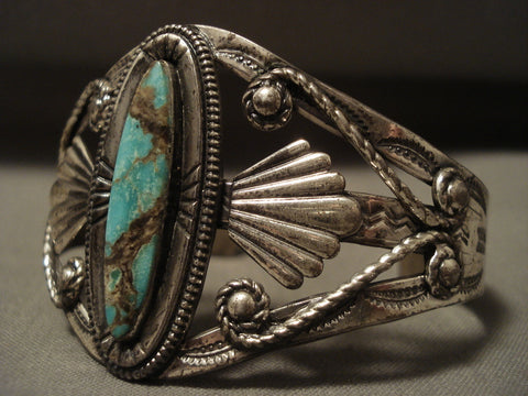 Museum Earlier 1900's Vintage Navajo Turquoise Silver Bracelet Old