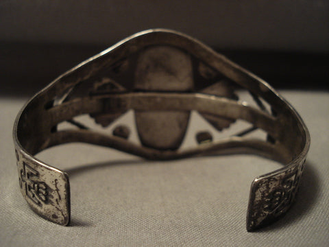 Museum Earlier 1900's Vintage Navajo Turquoise Silver Bracelet Old