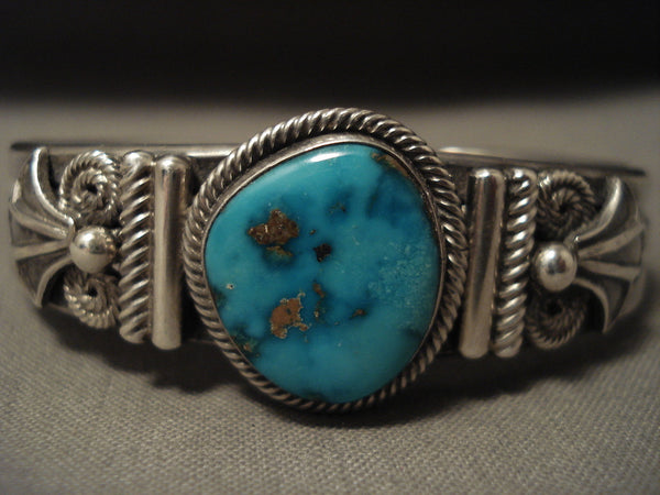Important Vintage Navajo Gary Reeves Natural Turquoise Silver Bracelet
