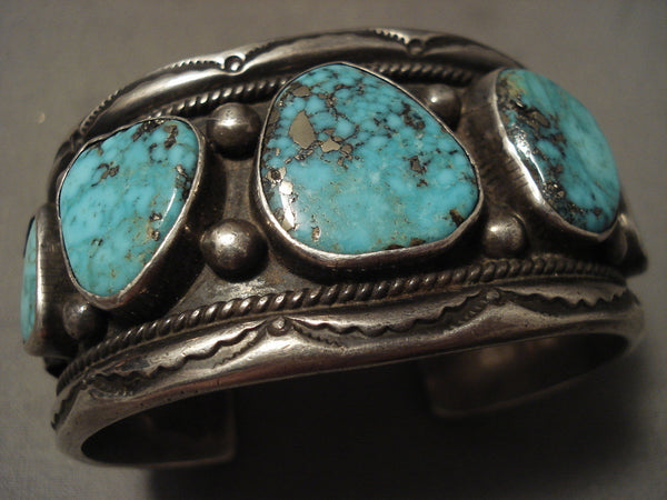 Important Vintage Navajo Gibson Nez Turquoise Silver Bracelet Old