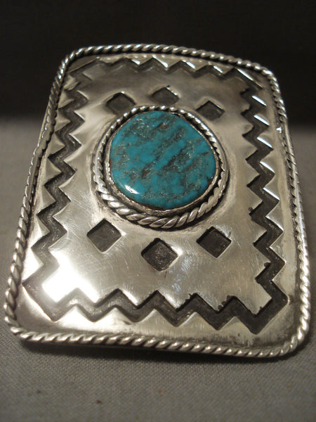 73 Gram Monster Vintage Navajo Duel Finger Turquoise Silver Ring Old