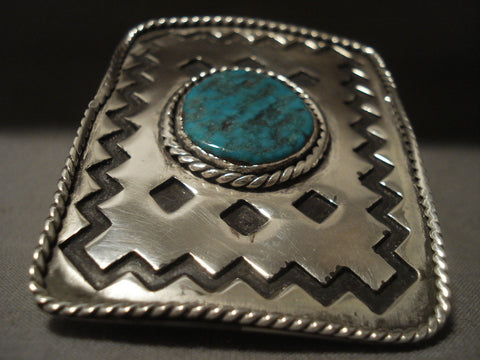 73 Gram Monster Vintage Navajo Duel Finger Turquoise Silver Ring Old